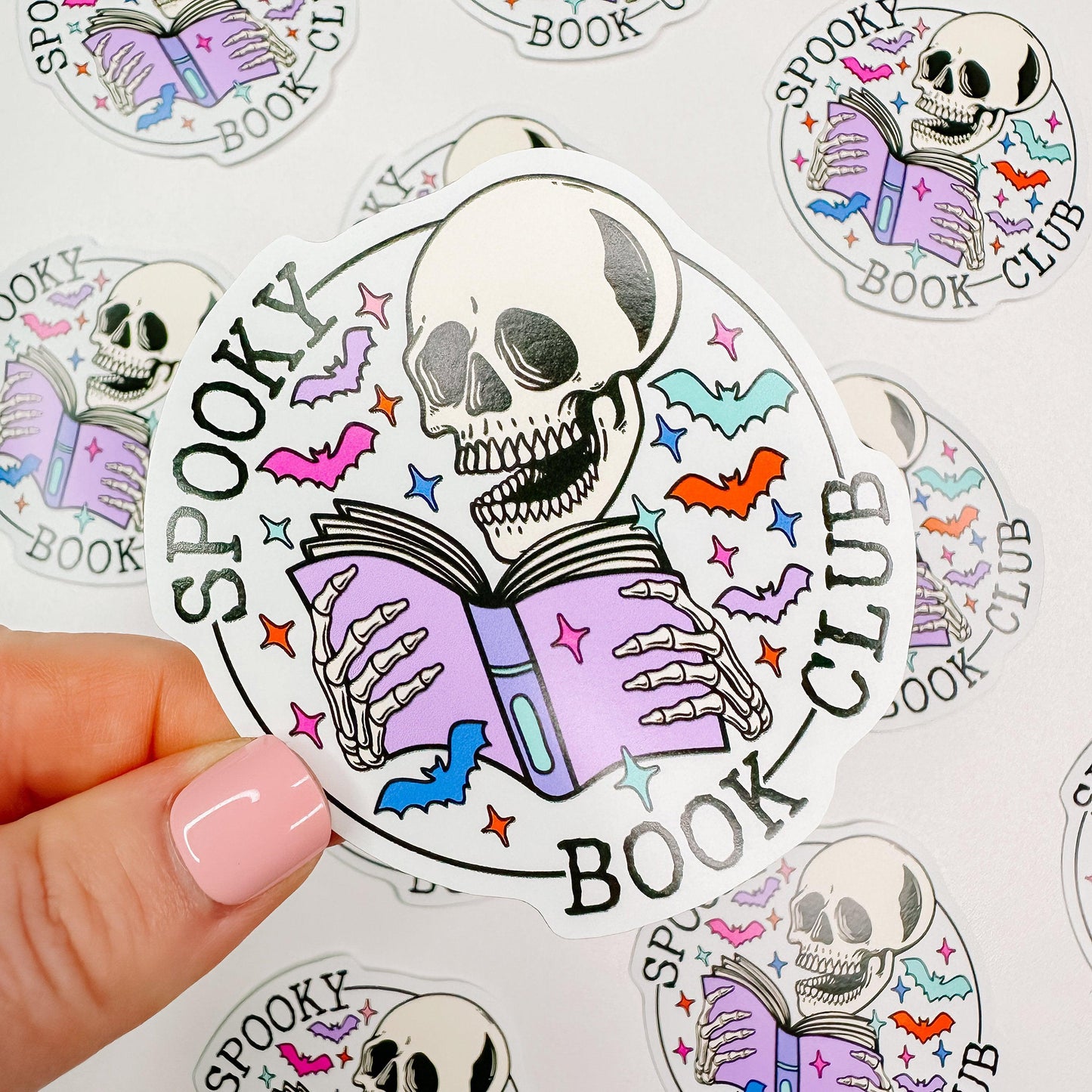 Spooky Book Club Skeleton - Bookish Vinyl Sticker-Cricket Paper Co.