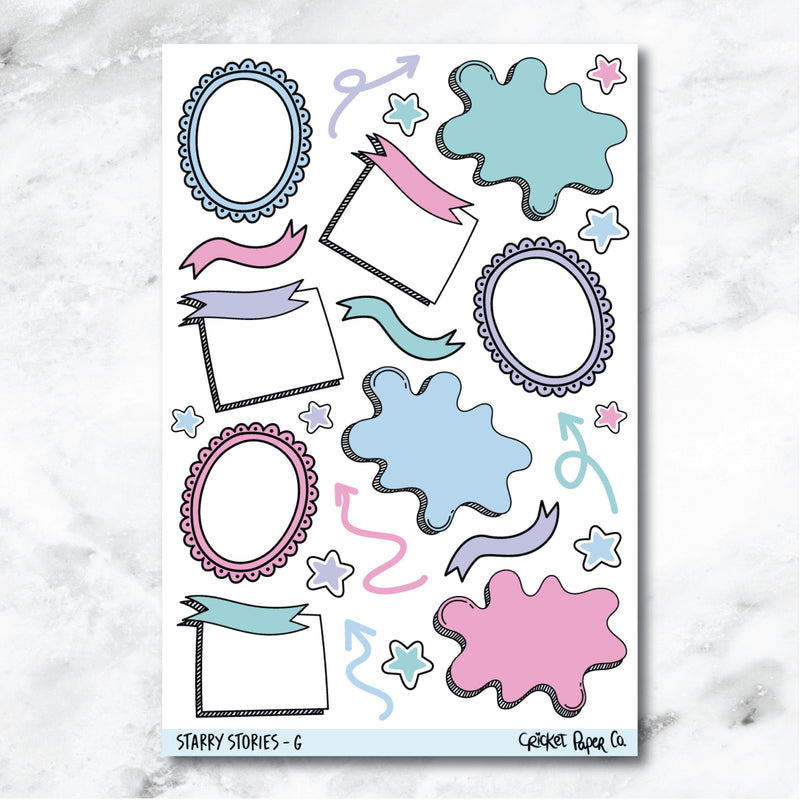 Starry Stories Bullet Journal Style Journaling and Planner Stickers - G-Cricket Paper Co.