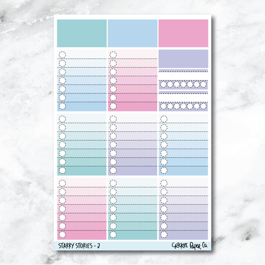 Starry Stories Full Box Checklists Journaling and Planner Stickers - J-Cricket Paper Co.