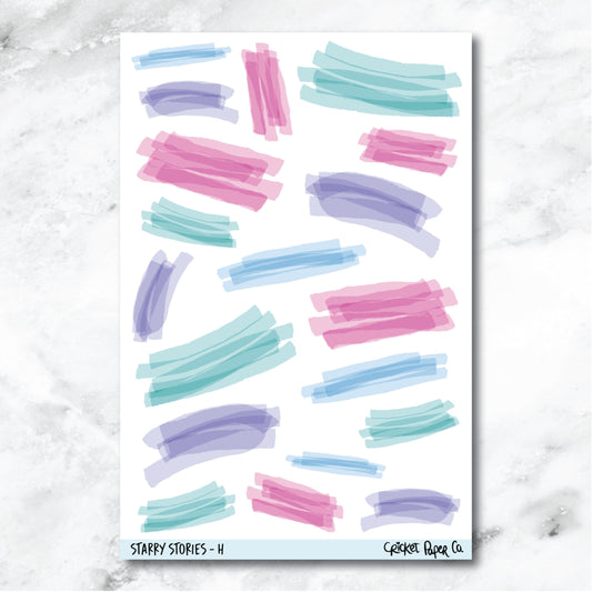 Starry Stories Highlighter Swatch Journaling and Planner Stickers - H-Cricket Paper Co.