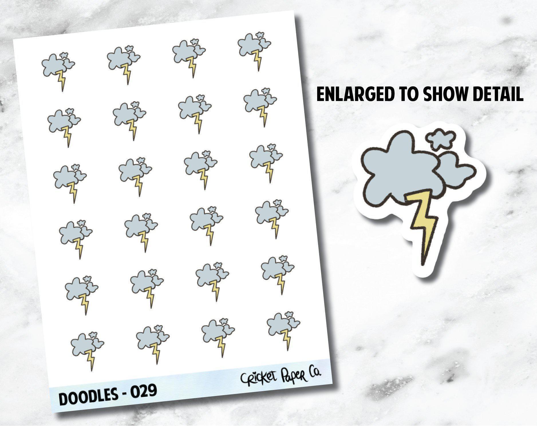 Storm, Lightning, Storm Clouds, Thunderstorm Weather Hand Drawn Doodles - 029-Cricket Paper Co.