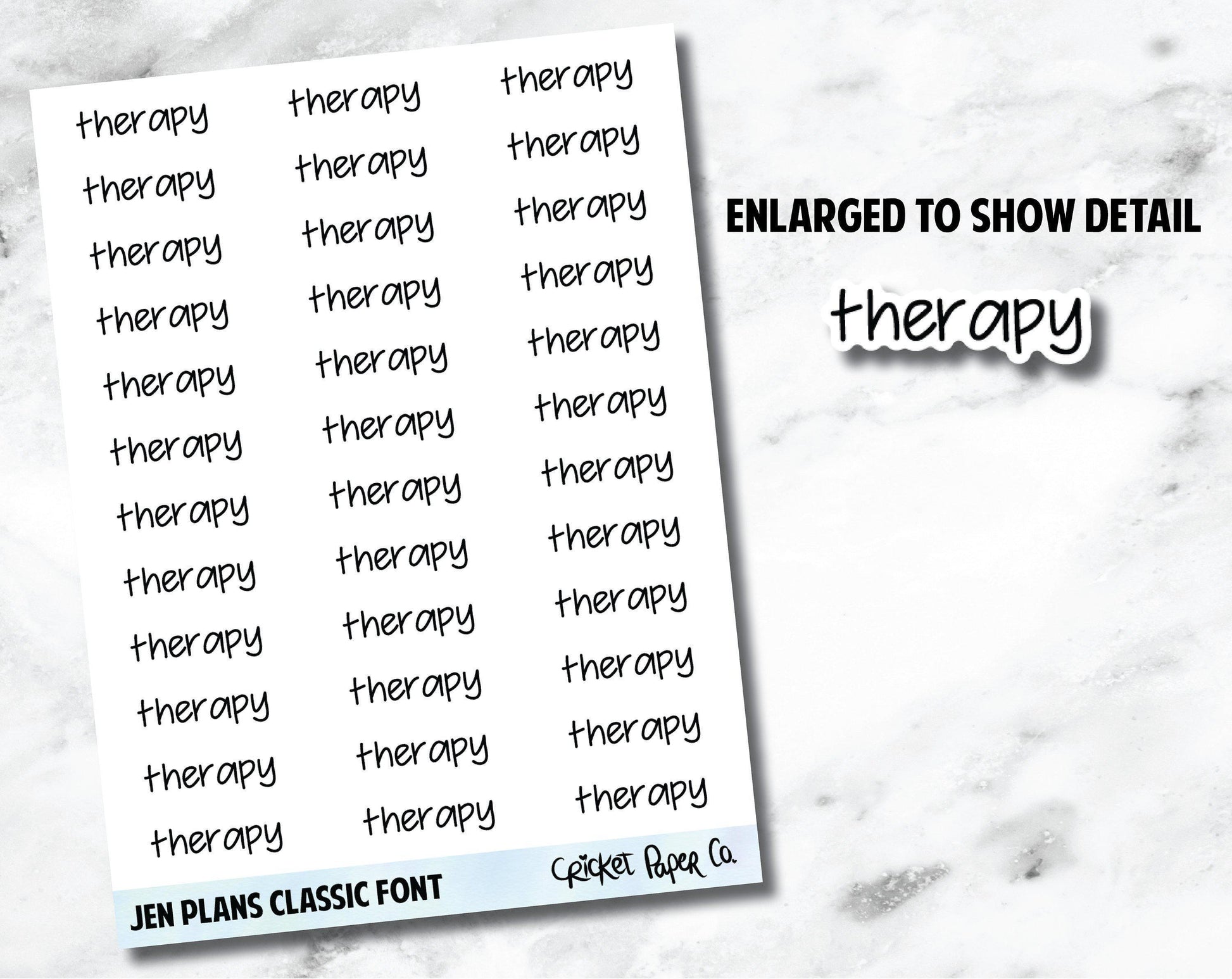 THERAPY Jen Plans Writing Font Planner Stickers-Cricket Paper Co.