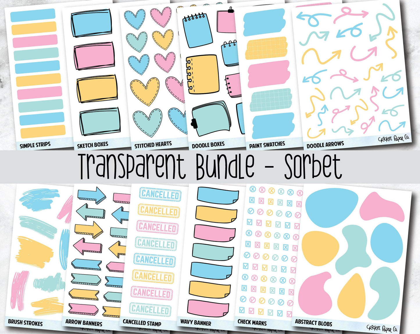 Transparent Bundle Planner Stickers - Sorbet-Cricket Paper Co.