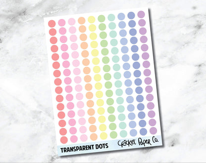 Transparent Tiny Dot Planner Stickers - Pastel-Cricket Paper Co.