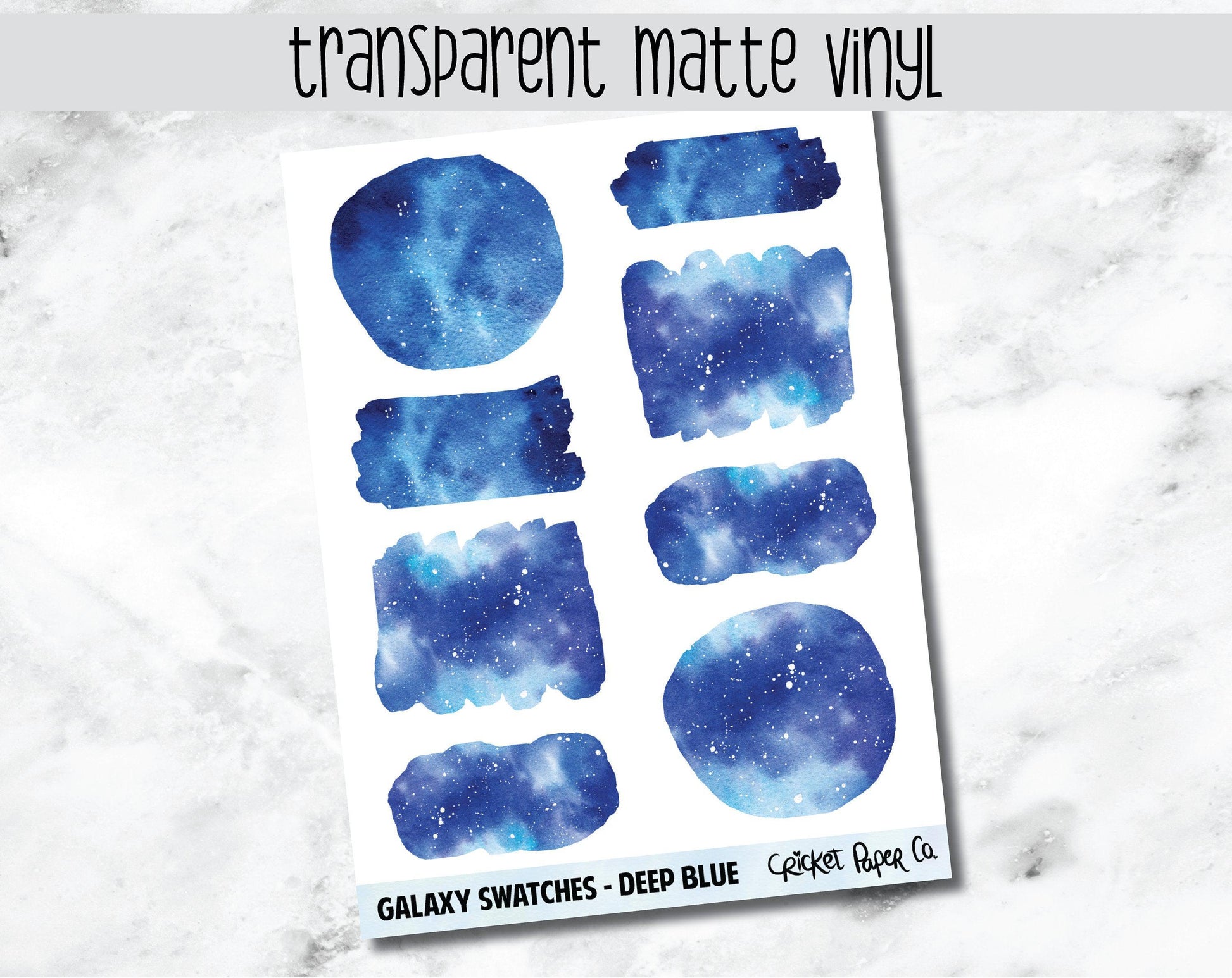Transparent Watercolor Galaxy Swatch Planner Stickers - Deep Blue-Cricket Paper Co.