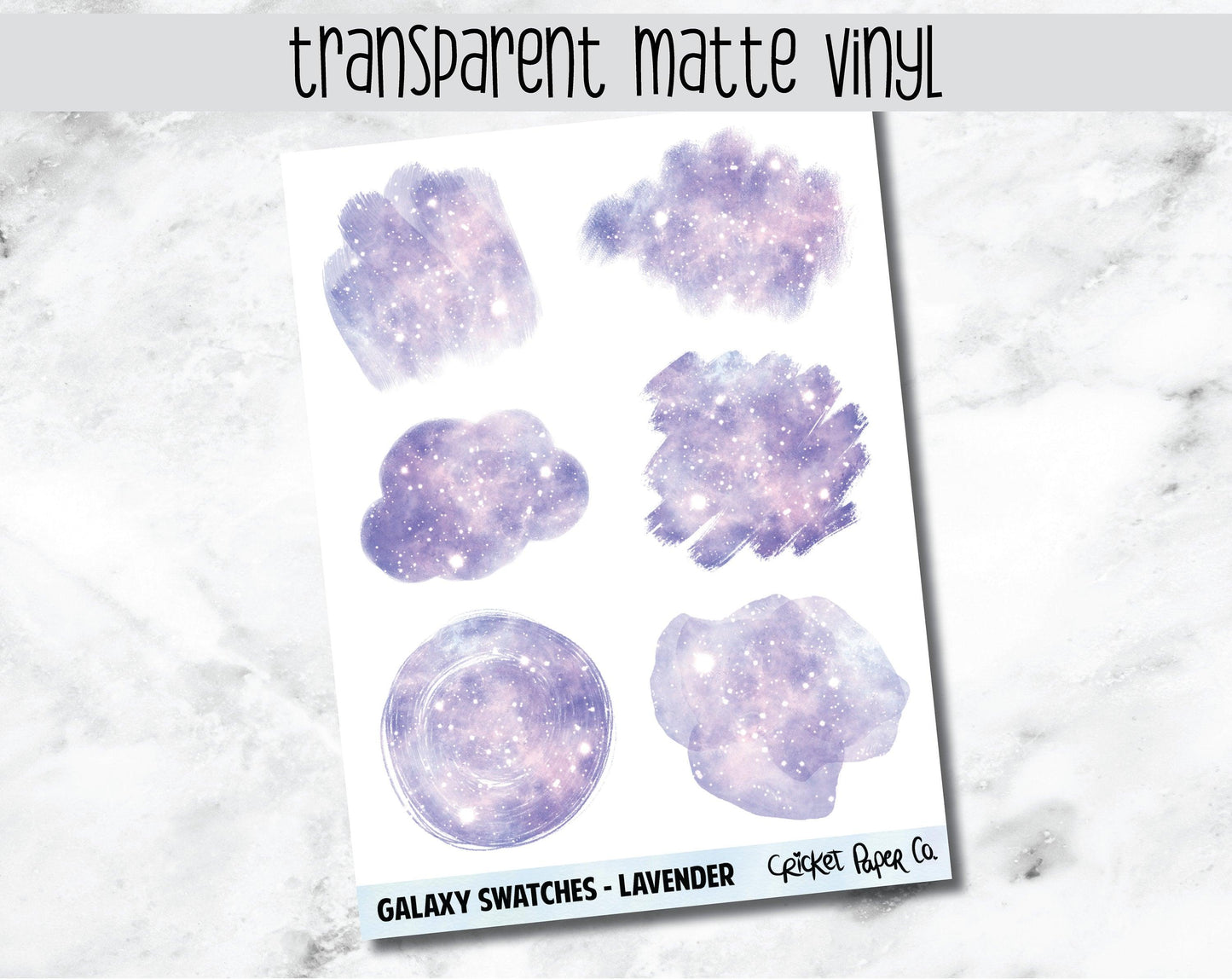 Transparent Watercolor Galaxy Swatch Planner Stickers - Lavender-Cricket Paper Co.