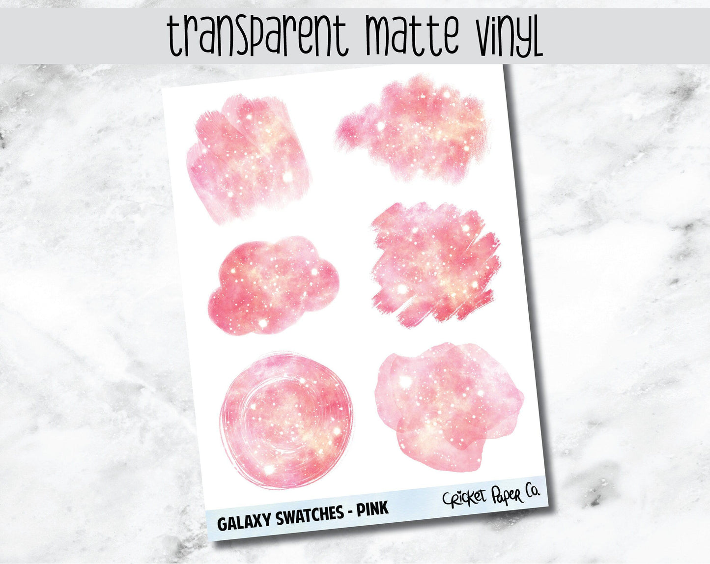 Transparent Watercolor Galaxy Swatch Planner Stickers - Pink-Cricket Paper Co.