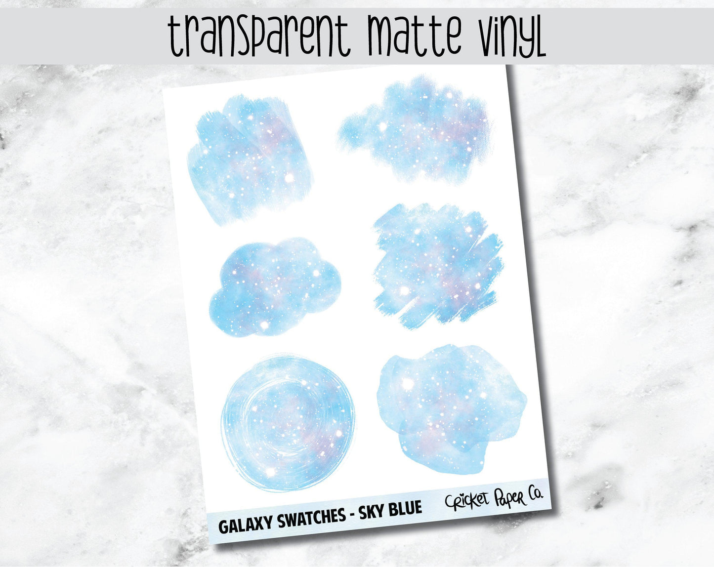 Transparent Watercolor Galaxy Swatch Planner Stickers - Sky Blue-Cricket Paper Co.