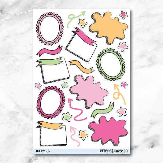 Tulips Bullet Journal Style Journaling and Planner Stickers - G-Cricket Paper Co.
