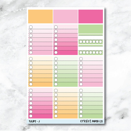 Tulips Full Box Checklists Journaling and Planner Stickers - J-Cricket Paper Co.