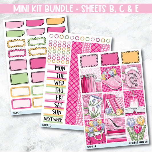 Tulips Mini Kit Bundle Planner Stickers - Sheets B, C and E-Cricket Paper Co.