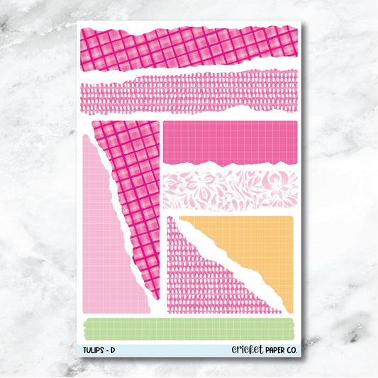 Tulips Torn Paper Edges Journaling and Planner Stickers - D-Cricket Paper Co.