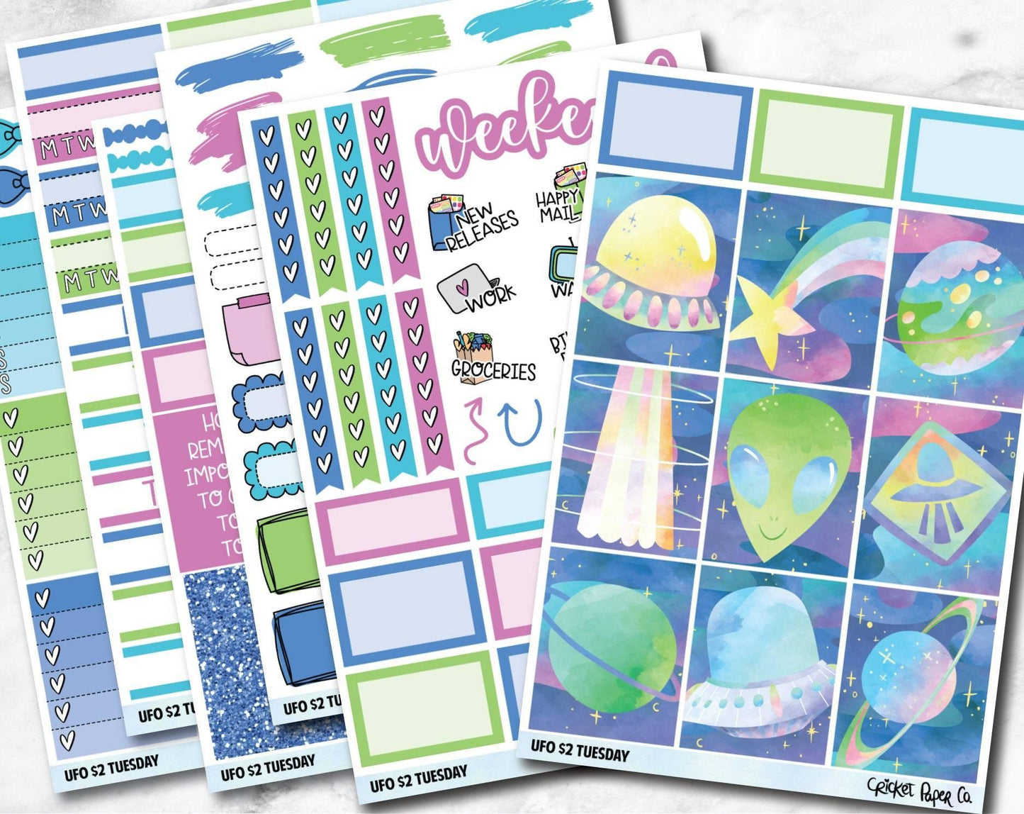 UFO Planner Stickers - Full Kit-Cricket Paper Co.