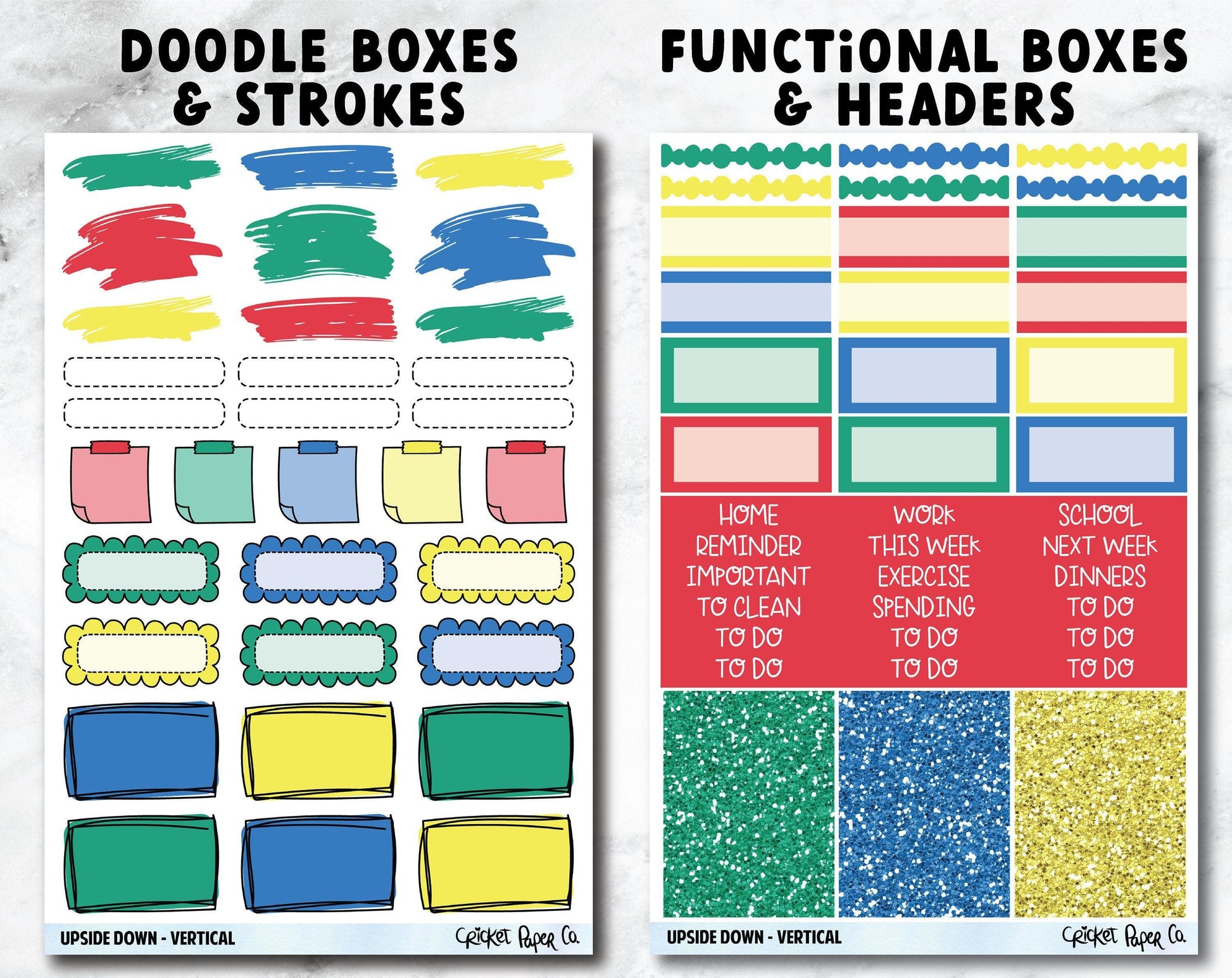 UPSIDE DOWN Planner Stickers - Full Kit-Cricket Paper Co.