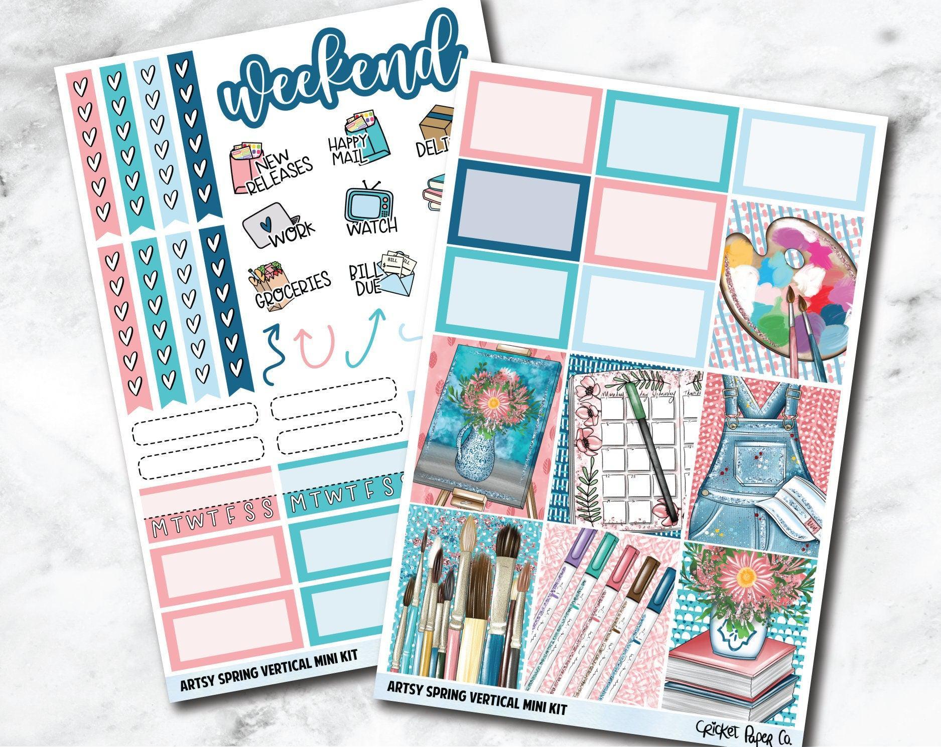 VERTICAL Planner Stickers Mini Kit - Artsy Spring-Cricket Paper Co.