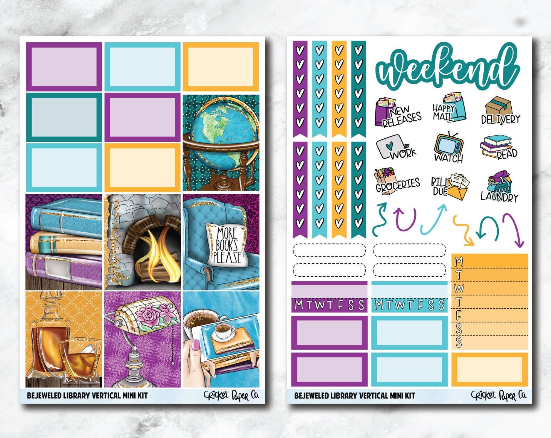 VERTICAL Planner Stickers Mini Kit - Bejeweled Library-Cricket Paper Co.