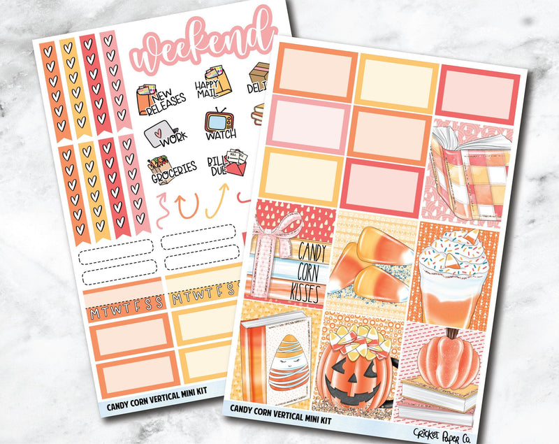 VERTICAL Planner Stickers Mini Kit - Candy Corn-Cricket Paper Co.