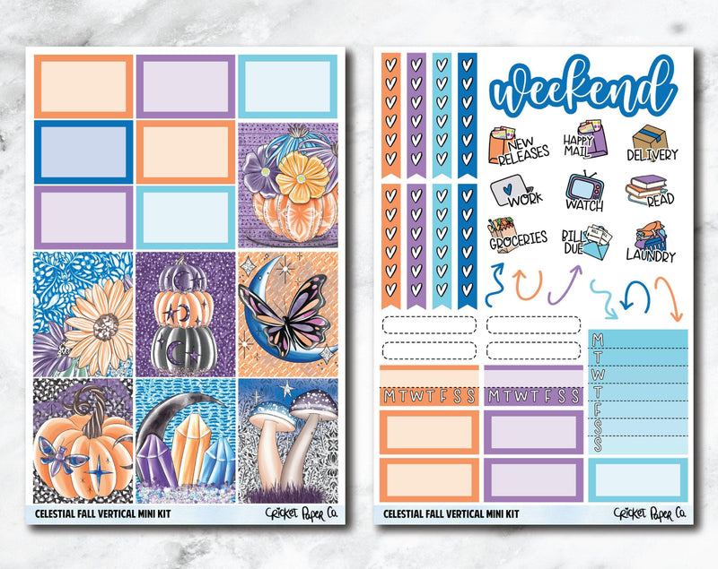 VERTICAL Planner Stickers Mini Kit - Celestial Fall-Cricket Paper Co.