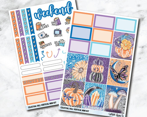VERTICAL Planner Stickers Mini Kit - Celestial Fall-Cricket Paper Co.