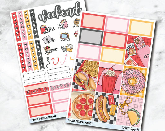 VERTICAL Planner Stickers Mini Kit - Foodie-Cricket Paper Co.