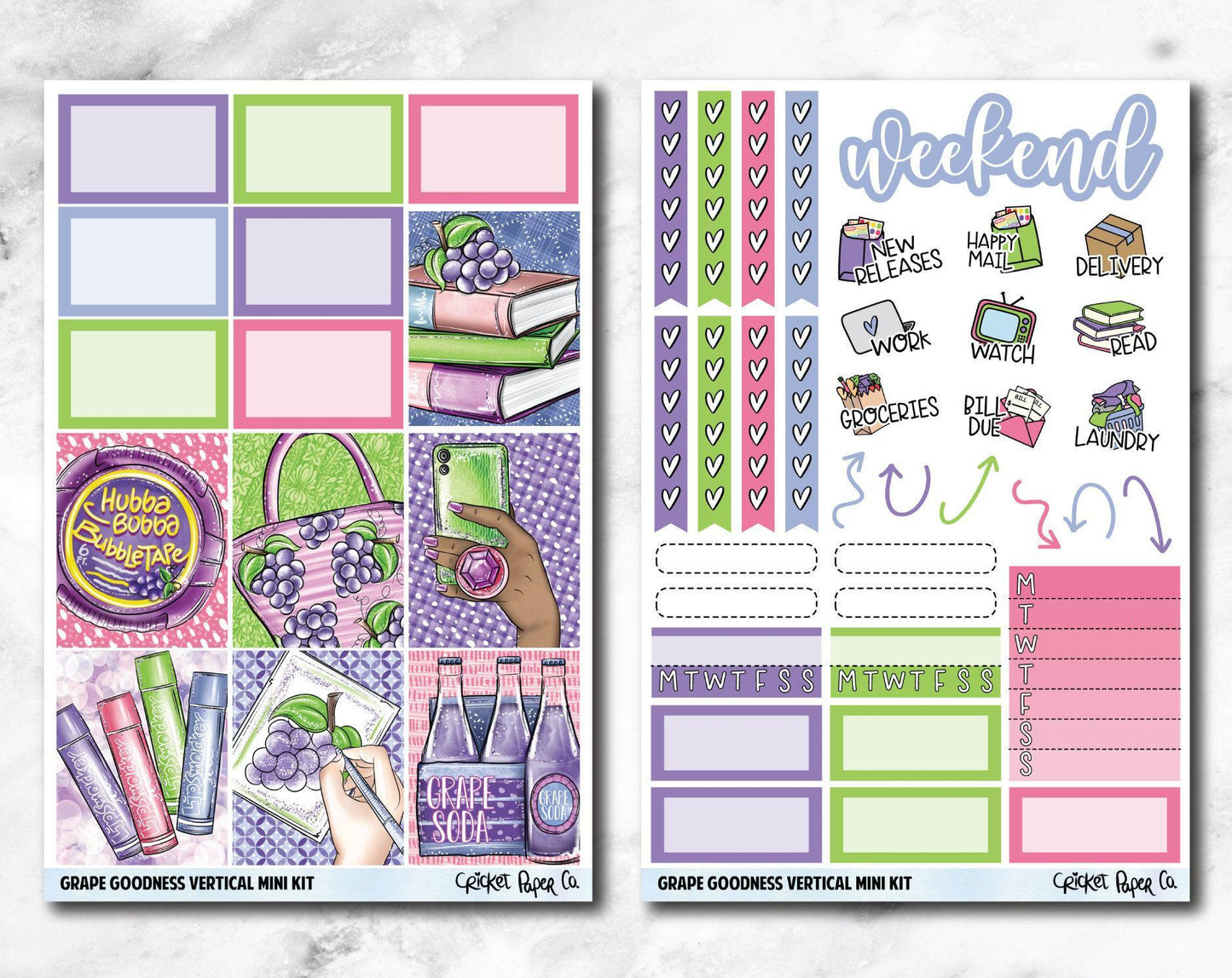 VERTICAL Planner Stickers Mini Kit - Grape Goodness-Cricket Paper Co.
