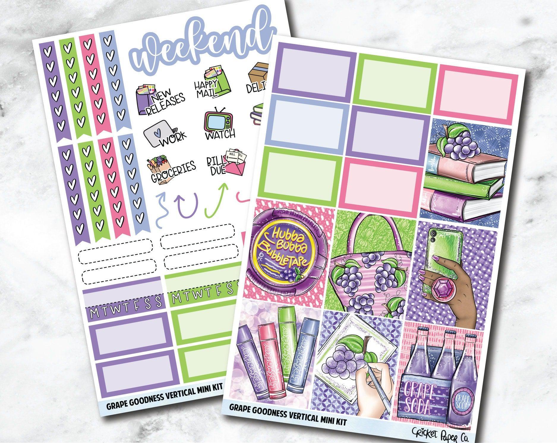 VERTICAL Planner Stickers Mini Kit - Grape Goodness-Cricket Paper Co.