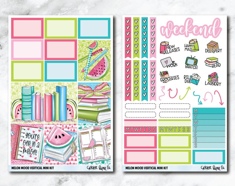 VERTICAL Planner Stickers Mini Kit - Melon Mood-Cricket Paper Co.