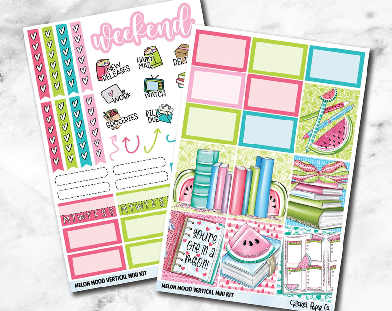 VERTICAL Planner Stickers Mini Kit - Melon Mood-Cricket Paper Co.