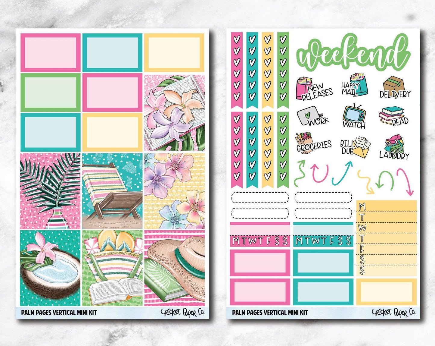 VERTICAL Planner Stickers Mini Kit - Palm Pages-Cricket Paper Co.