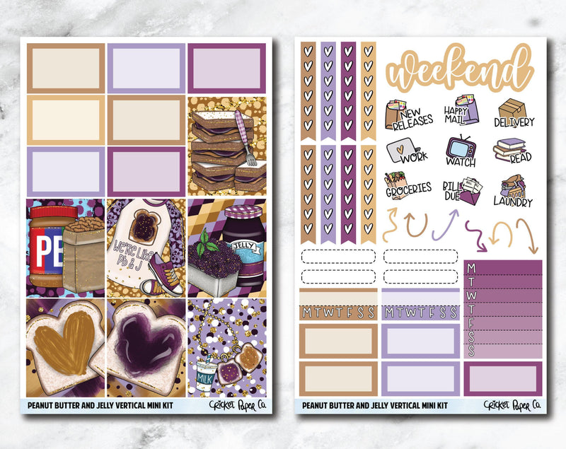 VERTICAL Planner Stickers Mini Kit - Peanut Butter and Jelly
