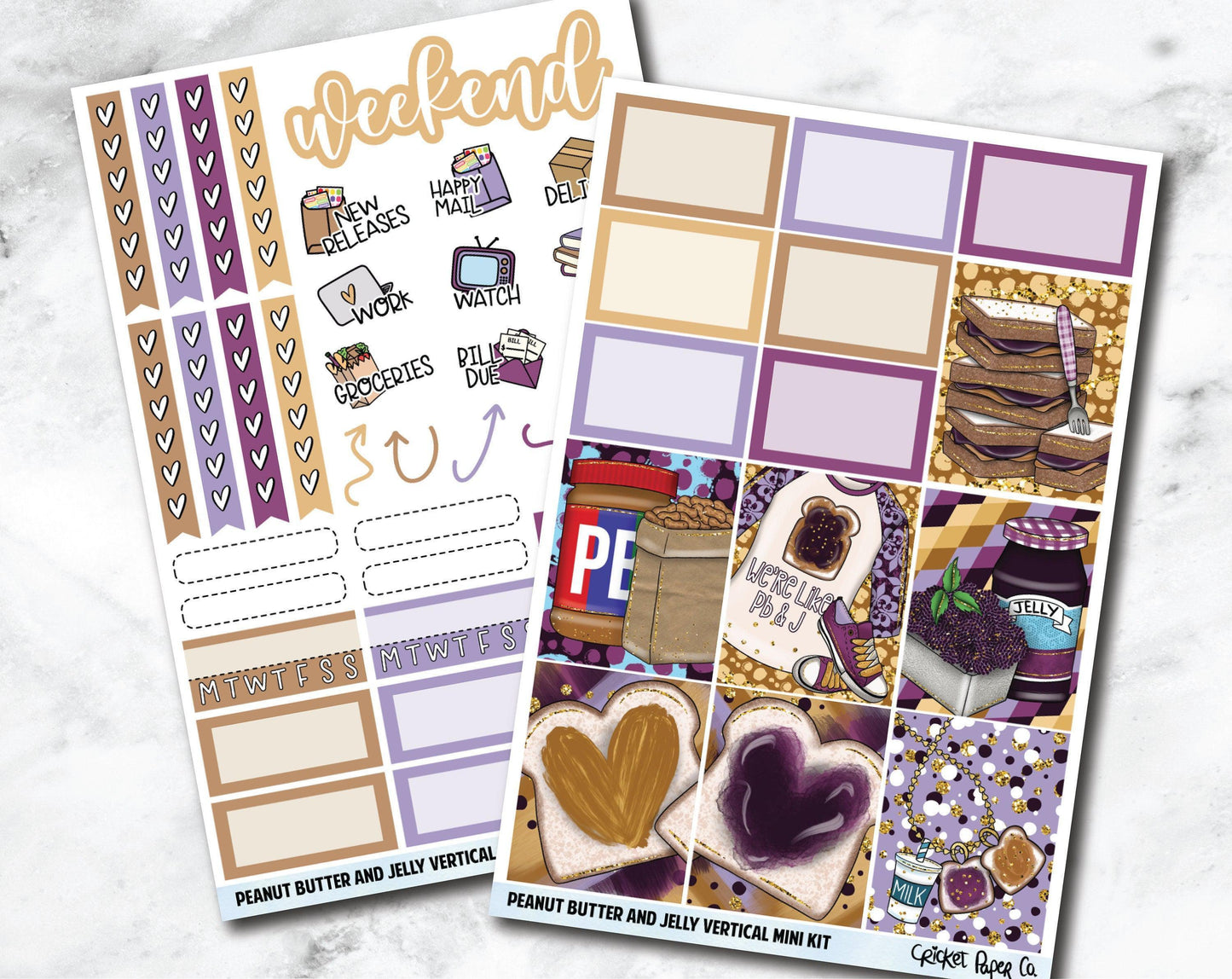 VERTICAL Planner Stickers Mini Kit - Peanut Butter and Jelly-Cricket Paper Co.