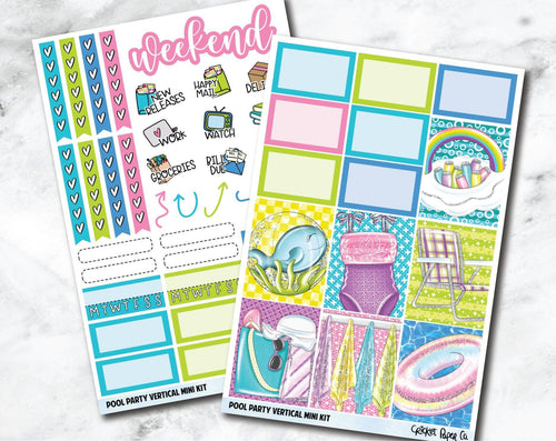VERTICAL Planner Stickers Mini Kit - Pool Party-Cricket Paper Co.