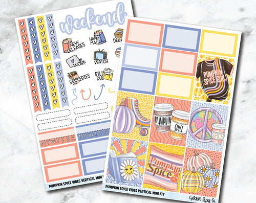 VERTICAL Planner Stickers Mini Kit - Pumpkin Spice Vibes-Cricket Paper Co.