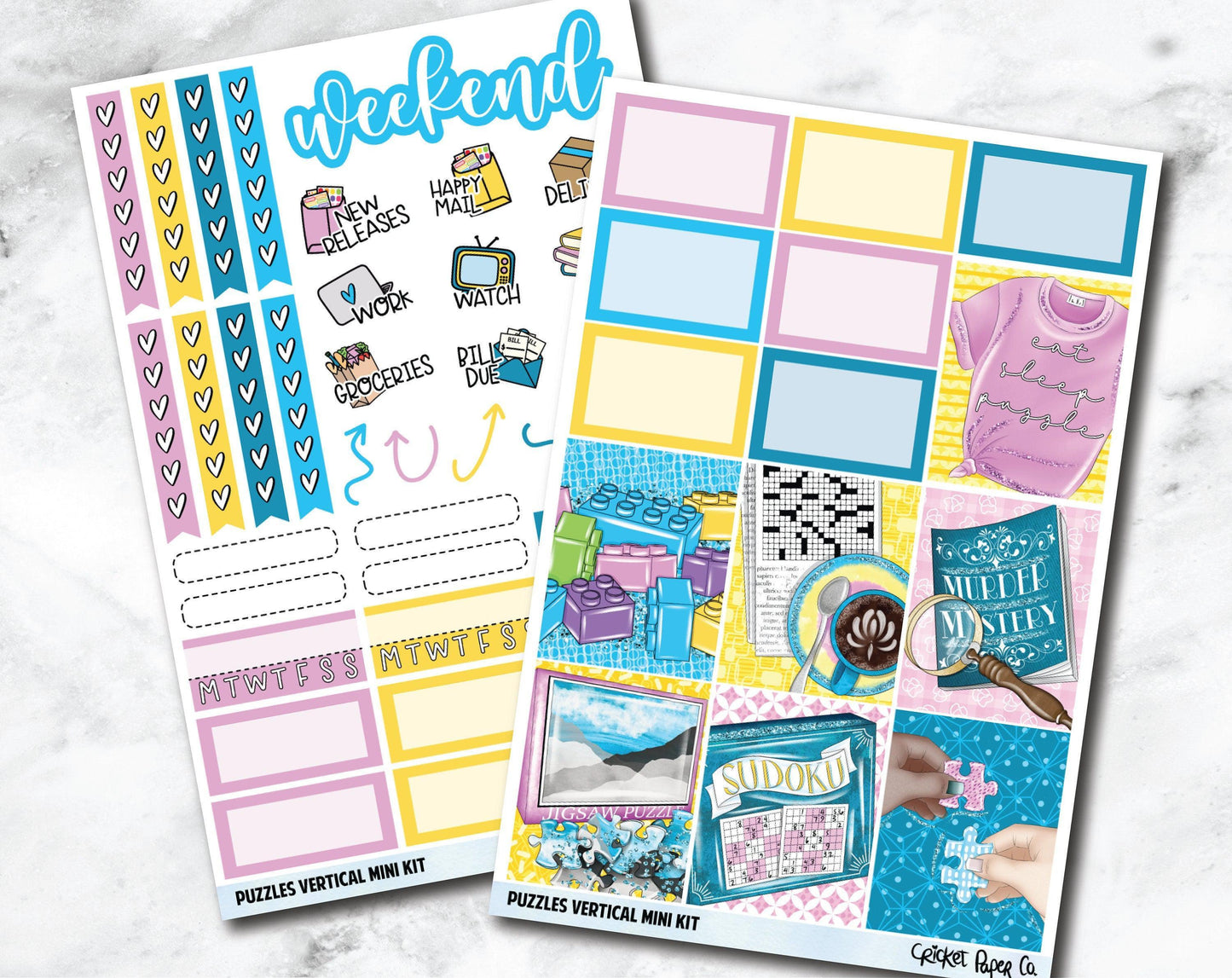VERTICAL Planner Stickers Mini Kit - Puzzles-Cricket Paper Co.