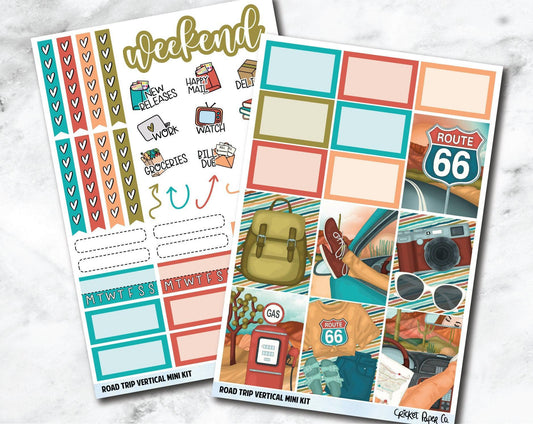 VERTICAL Planner Stickers Mini Kit - Road Trip-Cricket Paper Co.