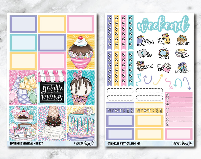 VERTICAL Planner Stickers Mini Kit - Sprinkles-Cricket Paper Co.