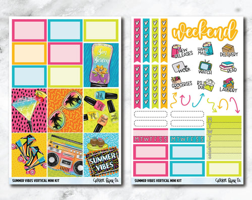 VERTICAL Planner Stickers Mini Kit - Summer Vibes-Cricket Paper Co.