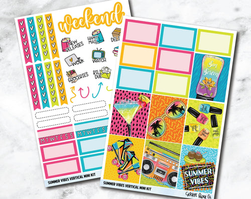 VERTICAL Planner Stickers Mini Kit - Summer Vibes-Cricket Paper Co.
