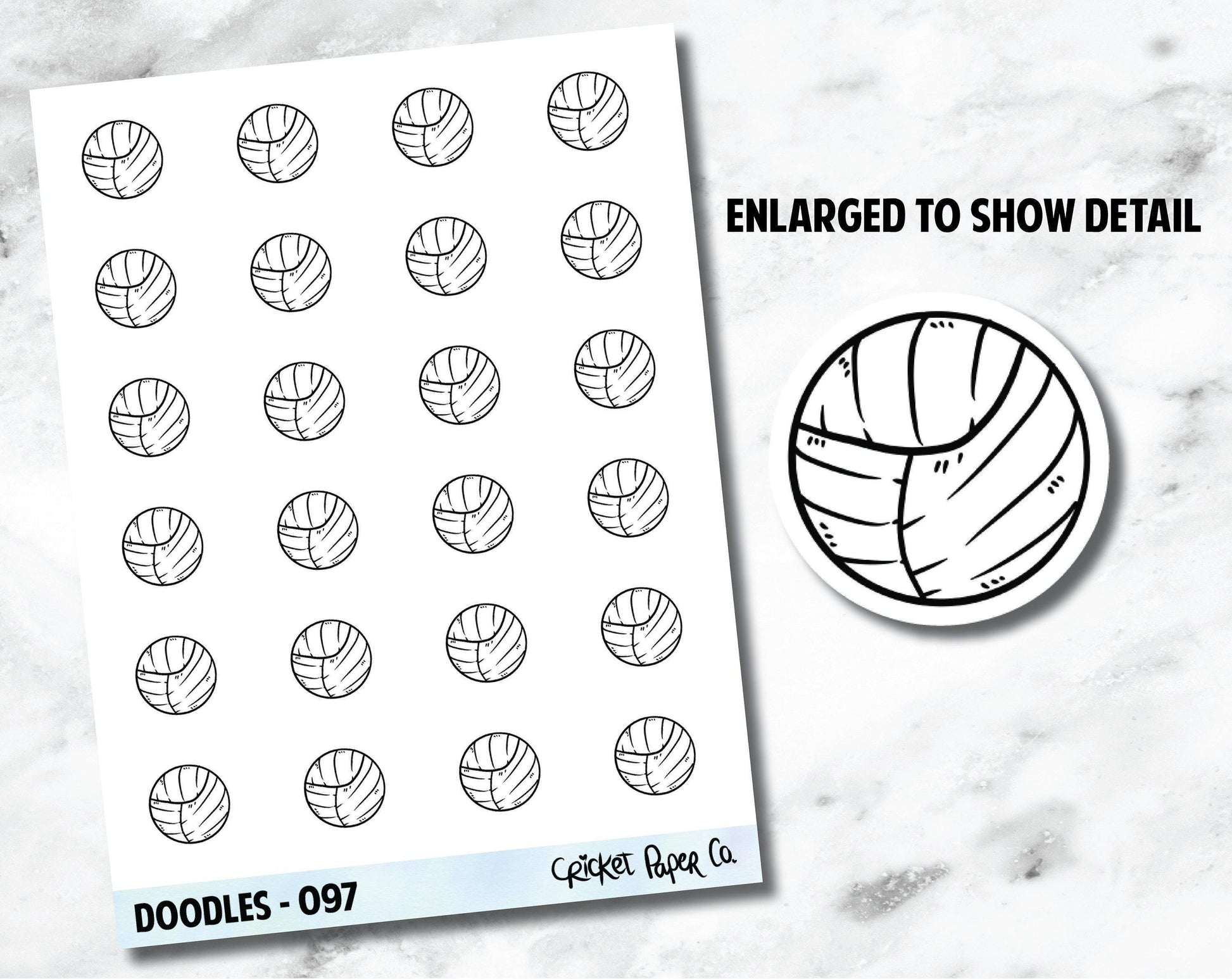 Volleyball, Sports Practice, Sporting Game Hand Drawn Doodles - 097-Cricket Paper Co.