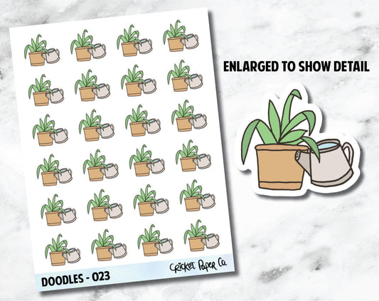 Water Plants, House Plant, Watering, Garden Hand Drawn Doodles - 023-Cricket Paper Co.