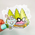 Winter Books & Cocoa - Bookish Vinyl Sticker-Cricket Paper Co.