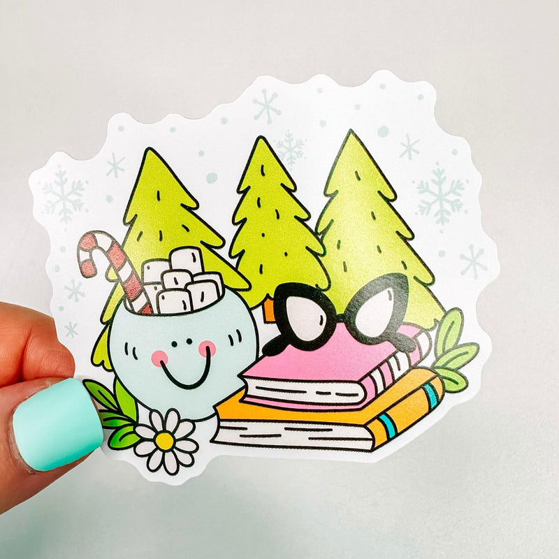 Winter Books & Cocoa - Bookish Vinyl Sticker-Cricket Paper Co.