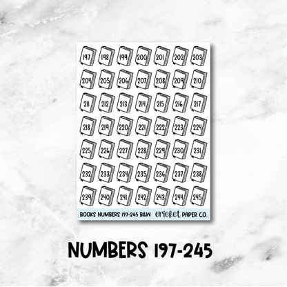 Book Numbers Reading Tracker Book Journal Stickers - Black & White