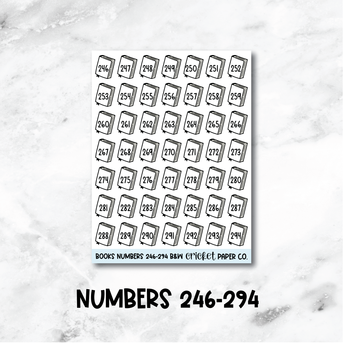 Book Numbers Reading Tracker Book Journal Stickers - Black & White