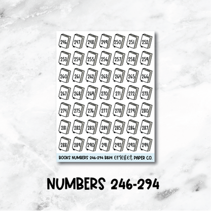 Book Numbers Reading Tracker Book Journal Stickers - Black & White
