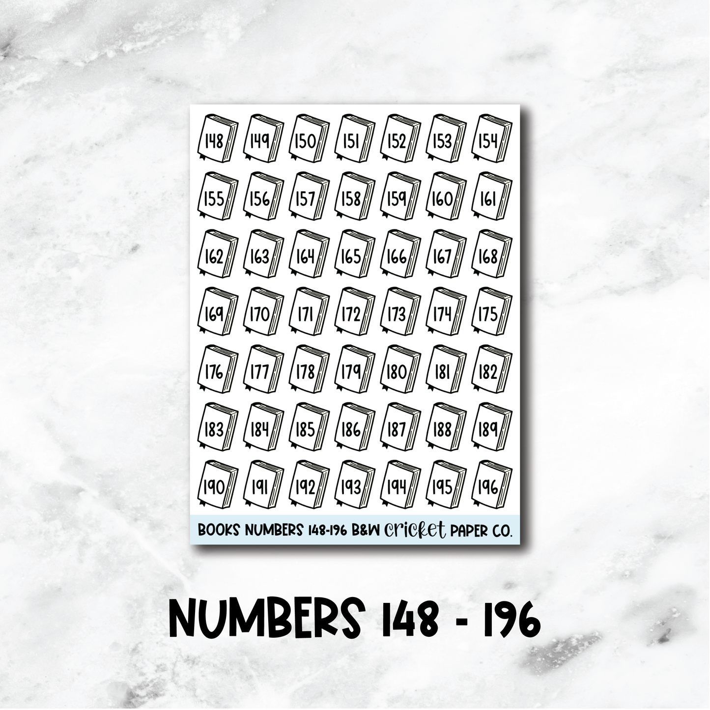 Book Numbers Reading Tracker Book Journal Stickers - Black & White