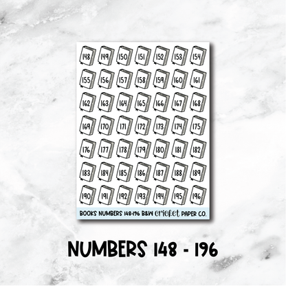 Book Numbers Reading Tracker Book Journal Stickers - Black & White