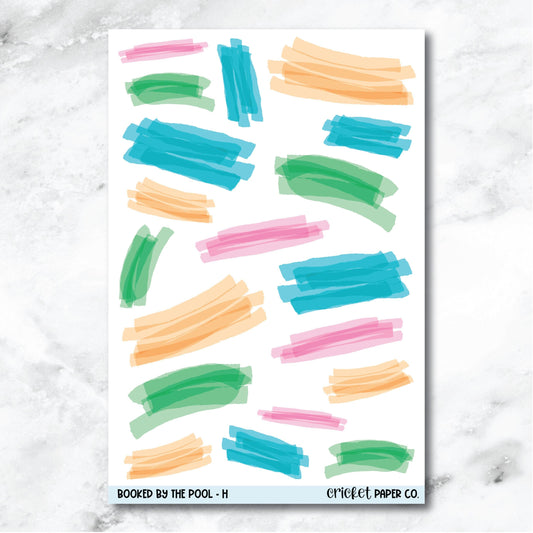Booked by the Pool Highlighter Swatch Journaling and Planner Stickers - H