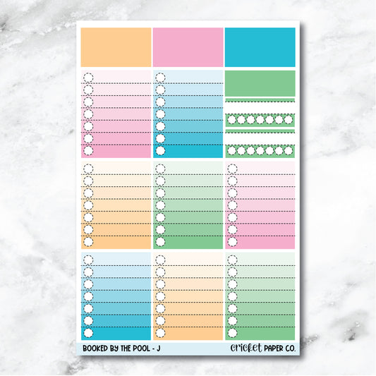 Booked by the Pool Full Box Checklists Journaling and Planner Stickers - J