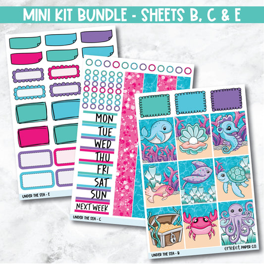 Under the Sea Mini Kit Bundle Planner Stickers  - Sheets B, C and E